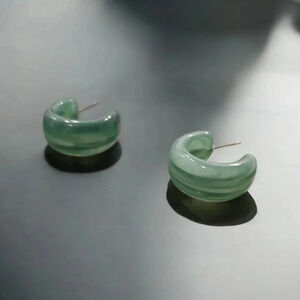 Acrylic Green Hoop Earrings
